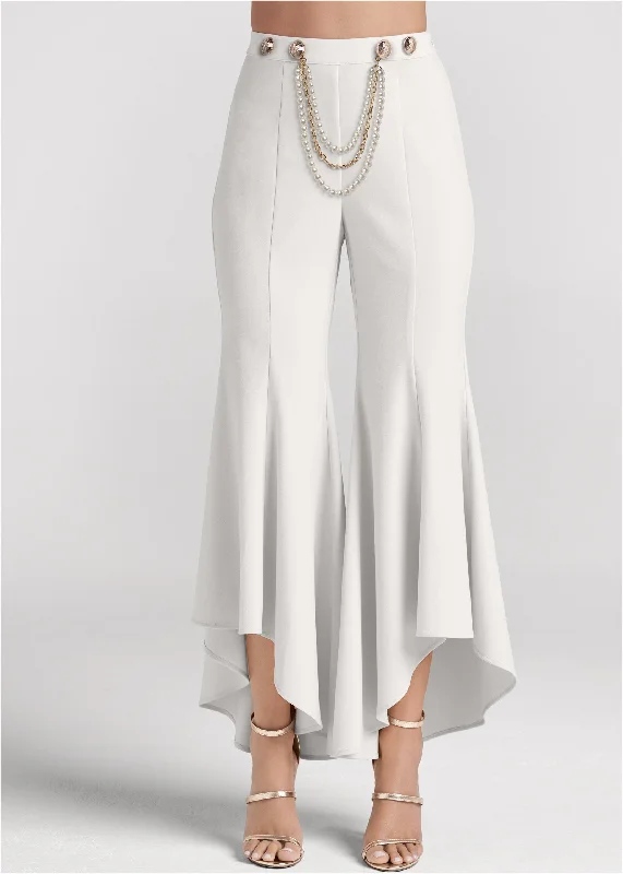 Ruffle hem pants with removable trim - Off White