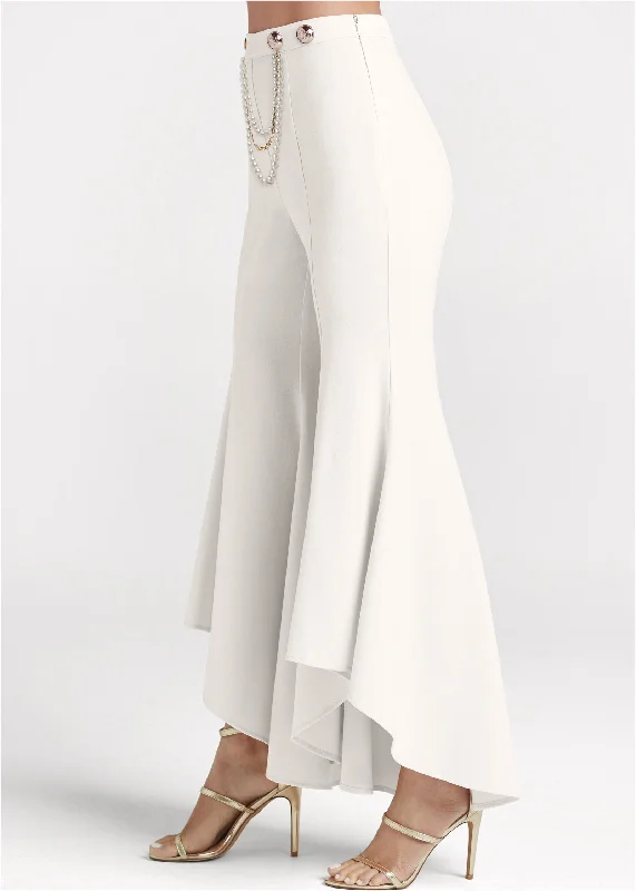 Ruffle hem pants with removable trim - Off White