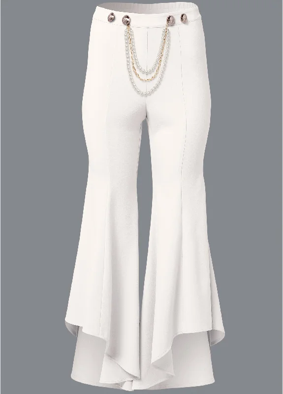 Ruffle hem pants with removable trim - Off White