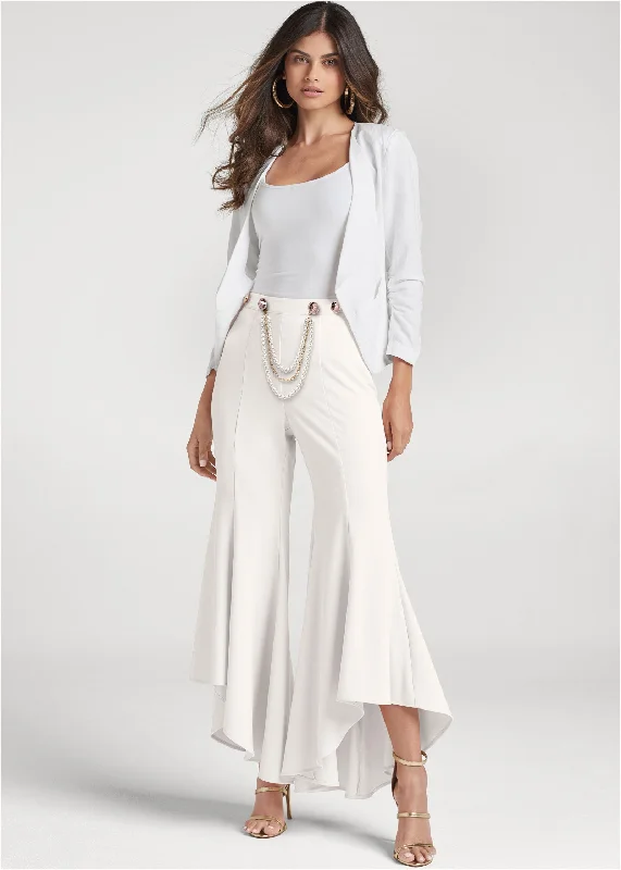 Ruffle hem pants with removable trim - Off White