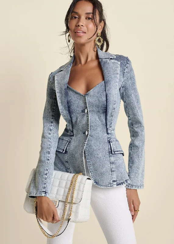 Sweetheart denim blazer - Acid Wash