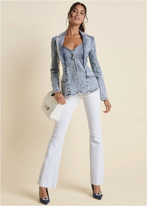 Sweetheart denim blazer - Acid Wash