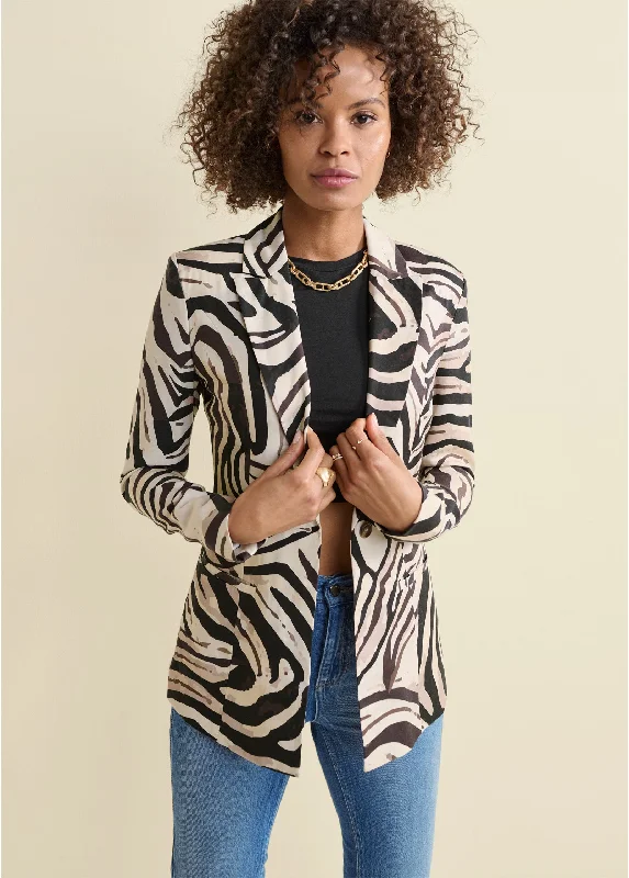 Zebra print blazer - Black & Natural