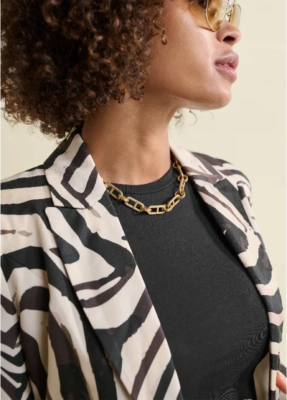 Zebra print blazer - Black & Natural