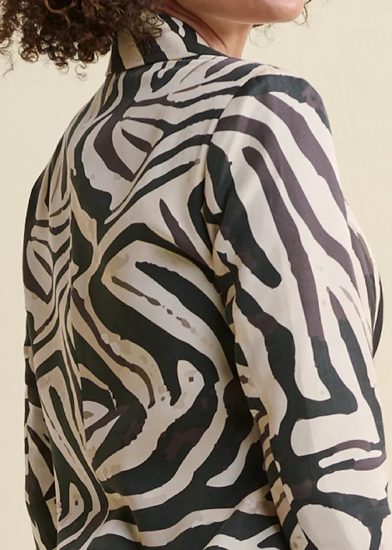 Zebra print blazer - Black & Natural