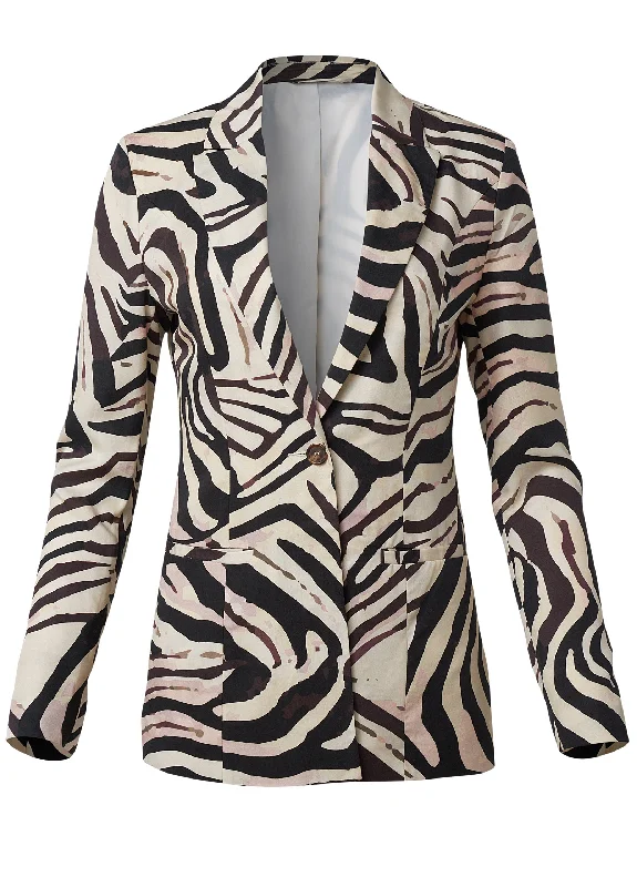 Zebra print blazer - Black & Natural