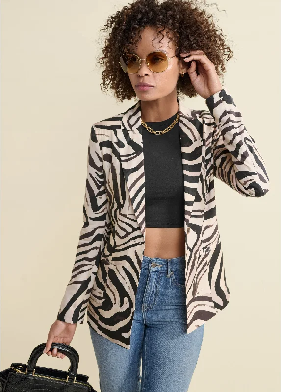 Zebra print blazer - Black & Natural