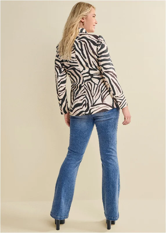 Zebra print blazer - Black & Natural