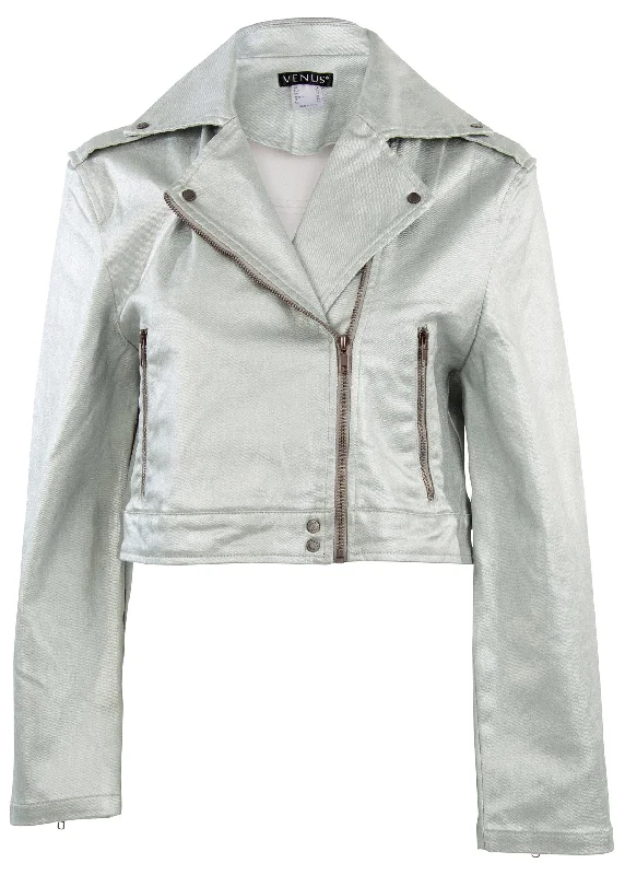 Metallic moto jacket - Silver Metallic