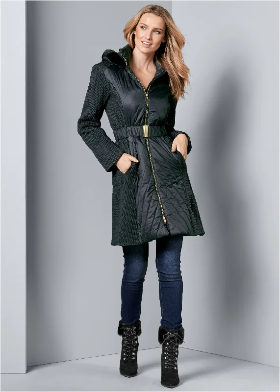 Long puffer coat - Black