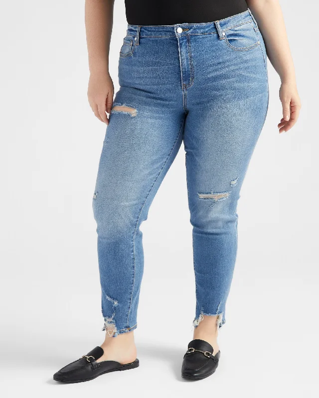 Plus Size Jett Mid Rise Distressed Ankle Skinny