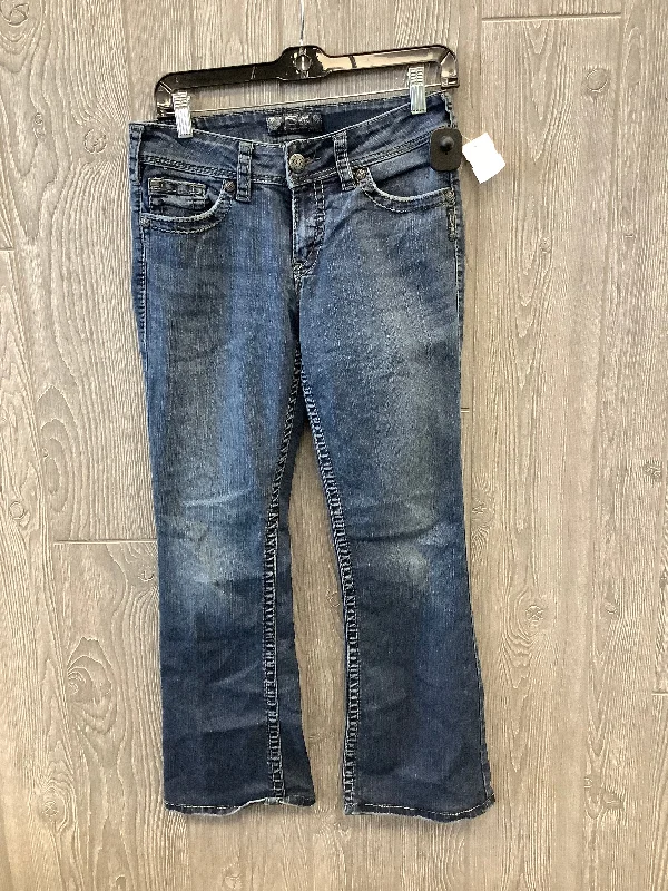 Blue Denim Jeans Straight Silver, Size 6