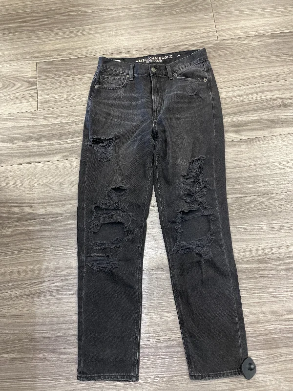 Jeans Straight By American Eagle In Black, Size: 4