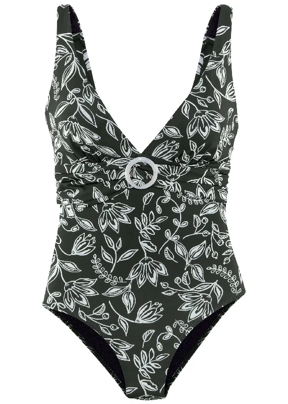 Ring one-piece - Black & White Floral