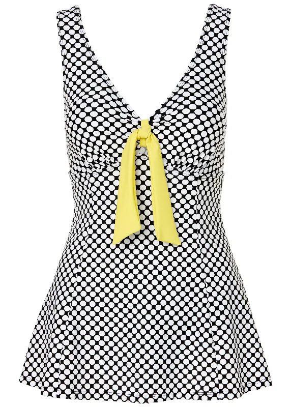 Tie-front swim dress - Dainty Dots