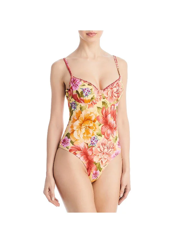 Lia  Womens Printed Polyester One-Piece Swimsuit