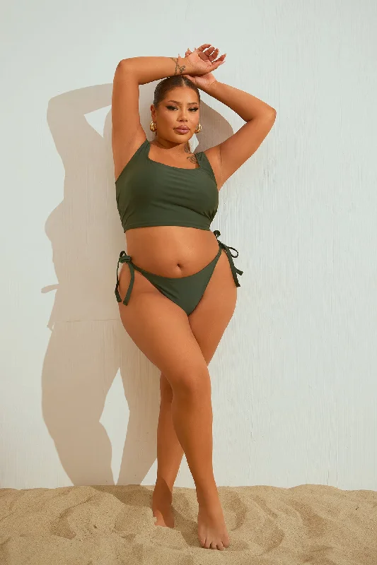 Maui Mix And Match Side Tie Bikini Bottom - Olive