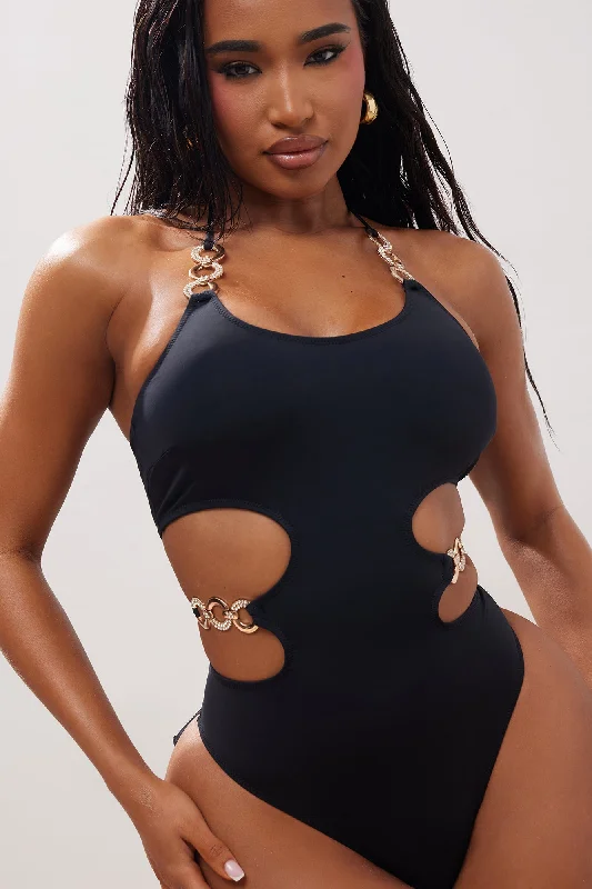 Palm Beach Chain 1 Piece Swimsuit - Black