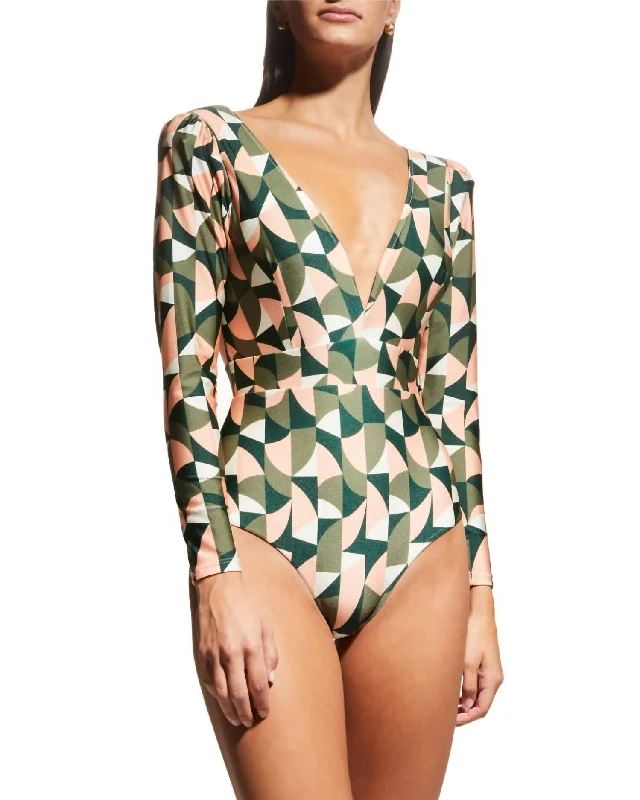 Plitka Geometric Print Rashguard In Multi