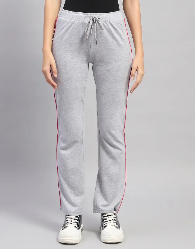 Women Grey Melange Solid Regular Fit Lower